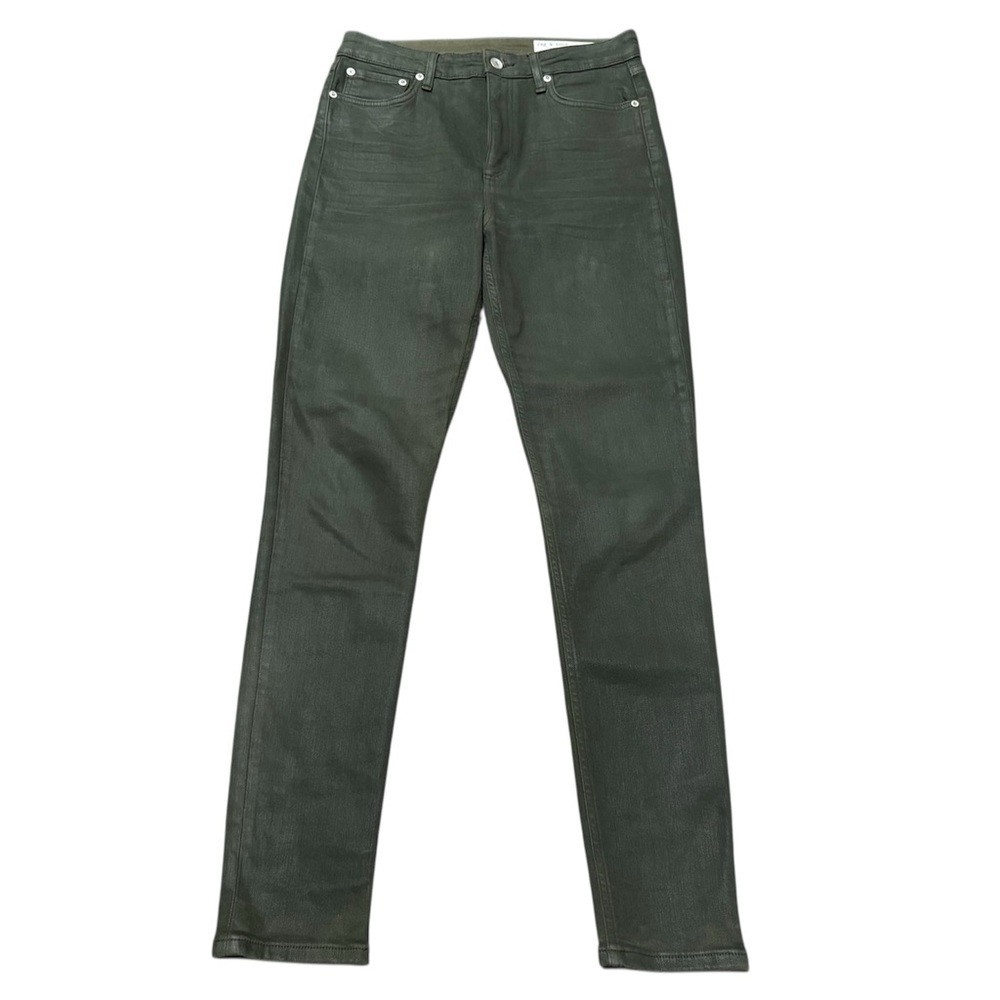 Rag & Bone Nina High Rise Skinny Coated Jeans in Olive Green Women’s Size 29